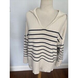 Zara Womens‎ Striped Pullover Knitted Johnny Collar Sweater S